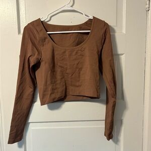 Athleta Brown Long Sleeve Crop Top